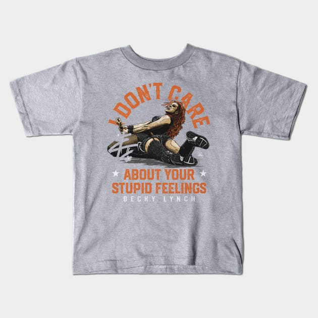 Becky Lynch Stupid Feelings Kids T-Shirt by MunMun_Design